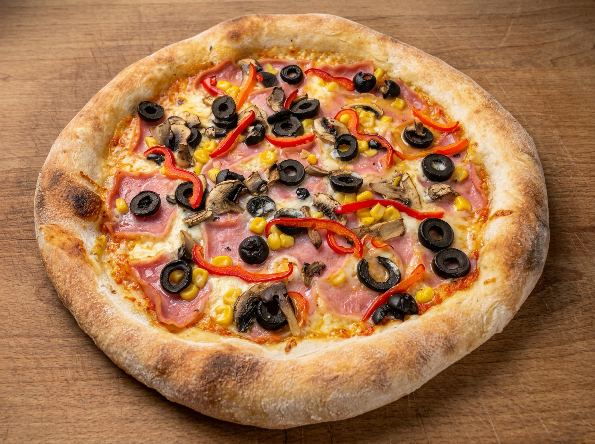 Pizza cu șuncă presată